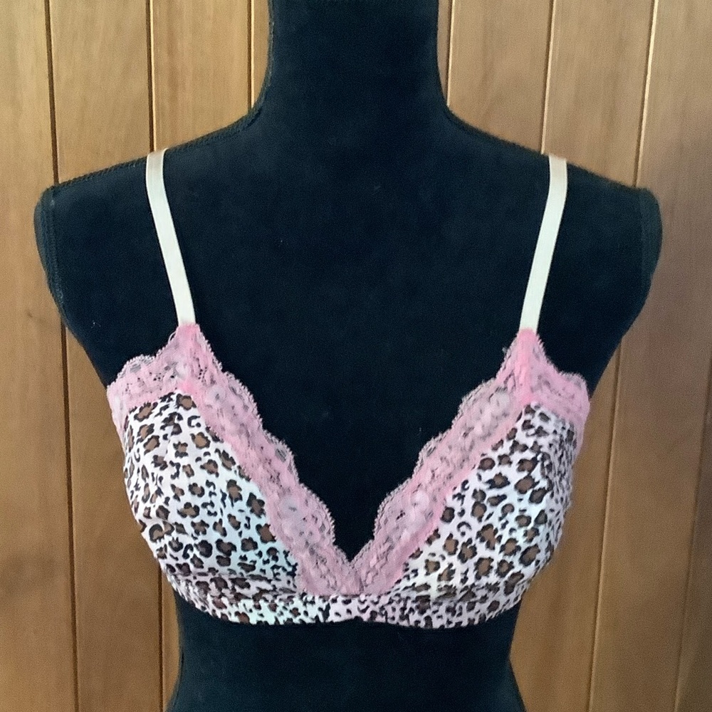 Jennifer Lopez Leopard Print Bralette with Pink Lace